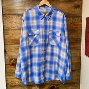 Dixxon Flannel Co White Blue Light Gray Long Sleeve Flannel Sz 3XL w/ Snaps